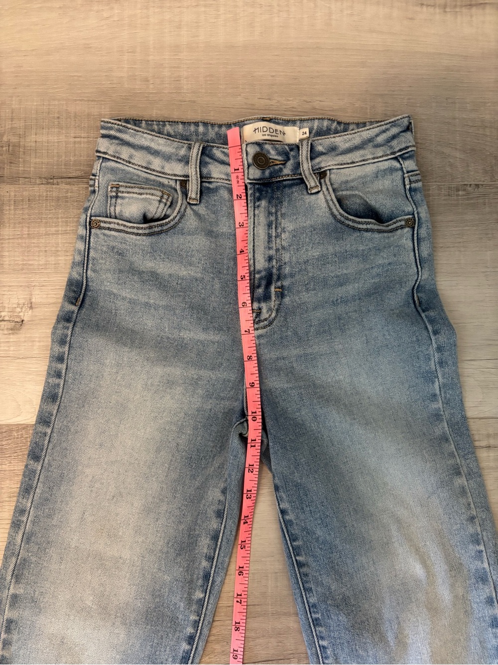 Hidden Jeans High Rise Straight Leg Jeans Light Wash Raw Hem Size 24 - Picture 5 of 10